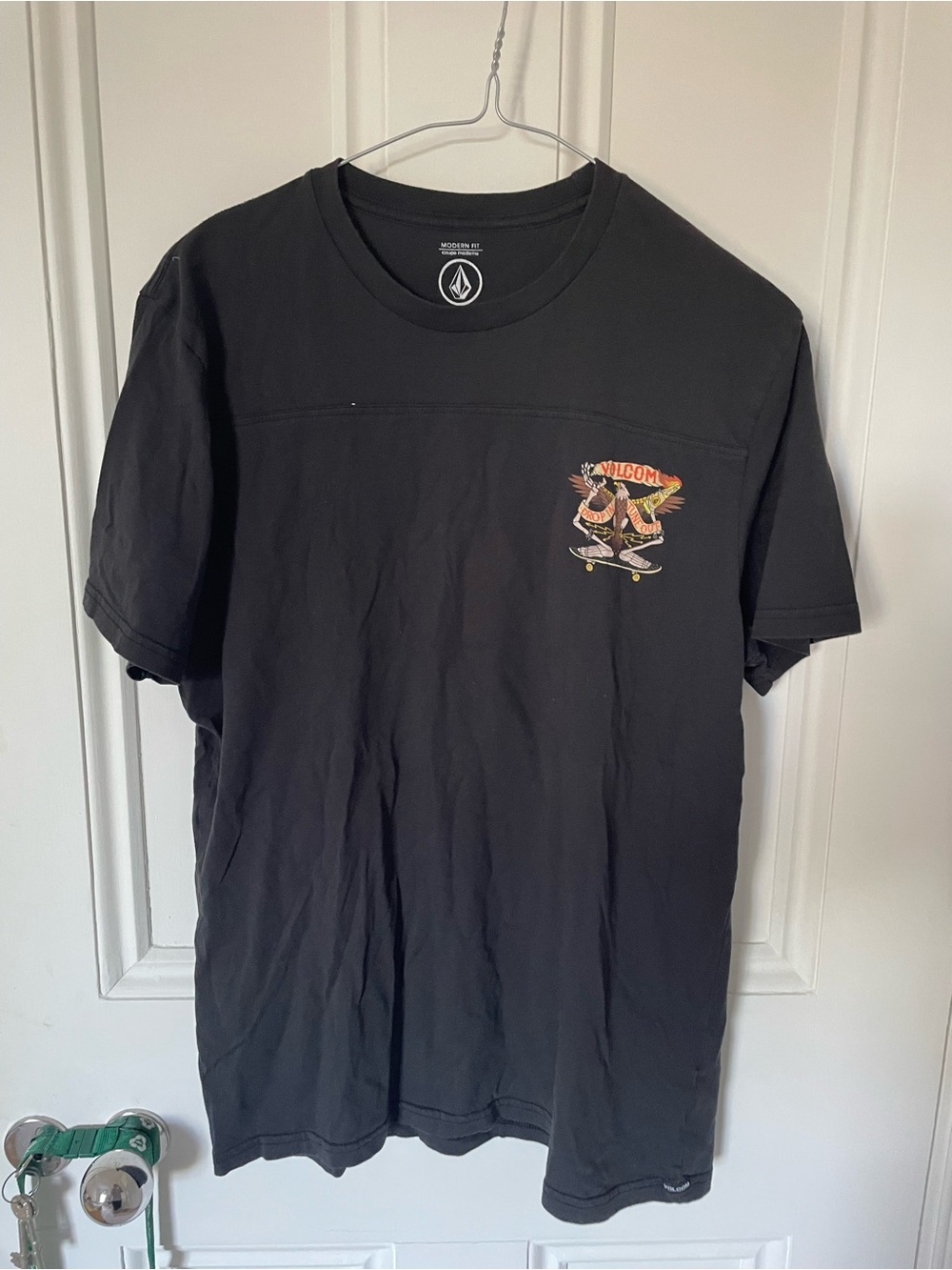 Volcom Black Short-Sleeve Tee with Colorful Skate Graphic